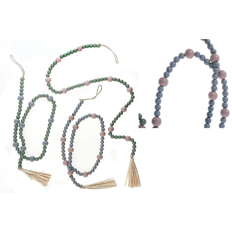 Guirlande De Perles En Bois Double - Lot De 2