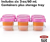 OXO Tot - Baby Blocks - Contenants de 60 ml - Portionner, Conserver, Congeler, Réchauffer, Servir - Hermétiques, Étanches, Antifuites - Micro-ondes, Congélateur, Lave-vaisselle - Sans BPA, Phtalates,