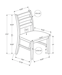 Monarch Specialties  Chaise De Salle À Manger, Ensemble De 2, 37 Pouces De Hauteur, Cuisine, Salle À Manger, Coté, Rembourré, Aspect Cuir Brun, Bois Massif Brun, Transitionnel