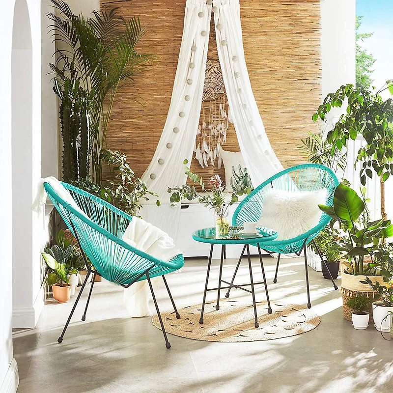 Songmics 3-Piece Acapulco Patio Furniture Set, Green