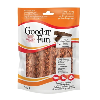Good 'n' Fun Rouleaux Farcis a Saveour Canard CUIR DE BŒUF DURABLE