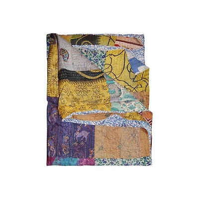 JETÉ EN SOIE RÉTRO KANTHA 60"X90"
