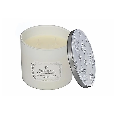 Noël 14Oz 3 Mèches En Pot À Poivrée Écorce De Menthe Poivrée