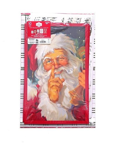 Holiday Time, paquet de 10 coffrets cadeaux assortis, Père Noël traditionnel, traîneau, flocon de neige, plaid, panneau Kringle