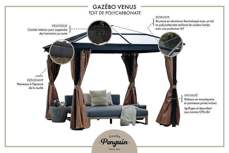 Venus Gazebo 12 pi. x 14 pi. en Brun