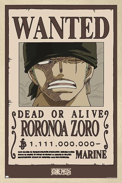 One Piece - Roronoa Zoro Wanted Poster Wall Poster