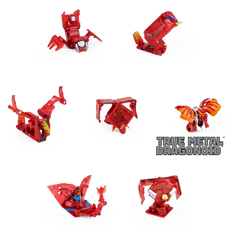 Bakugan, GeoForge Dragonoid, 7 en 1, inclut un Dragonoid True Metal exclusif et 6 Bakugan Geogan à collectionner, jouets pour garçons