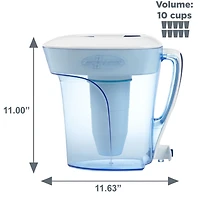 10 Cup Ready-Pour™ Pitcher with Free Water Quality Meter, 10 Cup Capacity