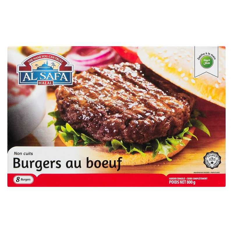 Al Safa Halal Uncooked Beef Burgers, 800 g
