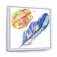 Designart Plume d'oiseau bleu coloré de l'aile ART MURAL À CADRE FLOTT