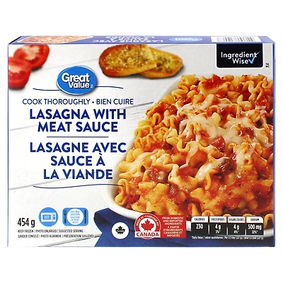Great Value Lasagna with Meat Sauce, 454 g