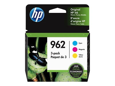 HP 962 3-pack Cyan/Magenta/Yellow Original Ink Cartridges (3YP00AN), 3YP00AN#140 HP 962
