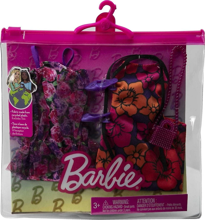 Barbie Clothes, Floral-Themed Fashion and Accessory 2-Pack for Barbie Dolls