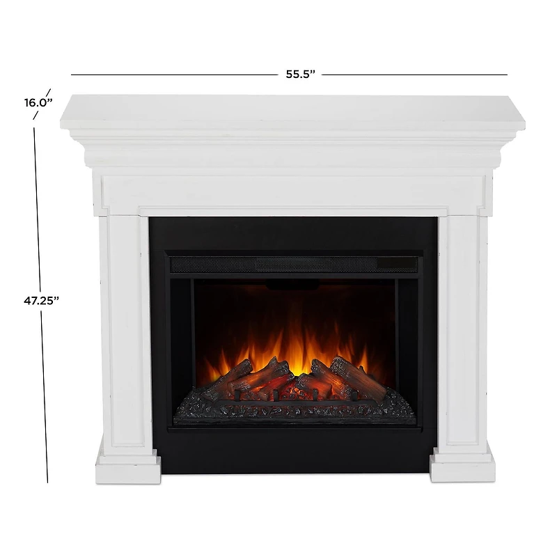 Emerson Grand Electric Fireplace in Rustic White