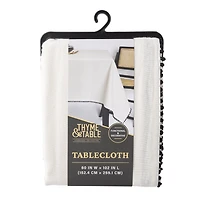 Thyme & Table Rectangle Tablecloth 102", Pom White