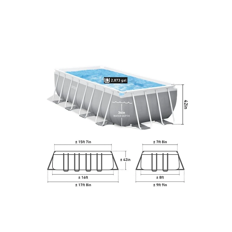 Ensemble de piscine rectangulaire Prism Frame Intex 16 pi x 8 pi x 42 po