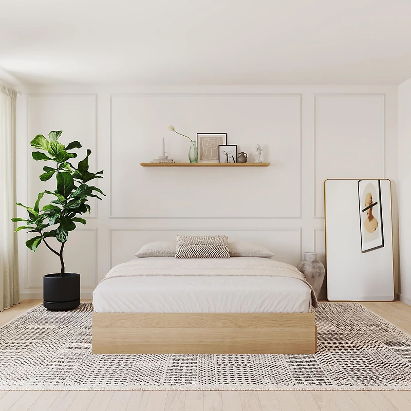 Lit rangement 3 tiroirs Nordik de Nexera, fini Érable naturel