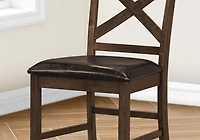 Monarch Specialties  Chaise De Salle À Manger, 44" Hauteur, Ensemble De 2, Coté, Rembourré, Hauteur Du Comptoir, Salle À Manger, Cuisine, Noyer Foncé, Aspect Cuir Brun, Transitionnel