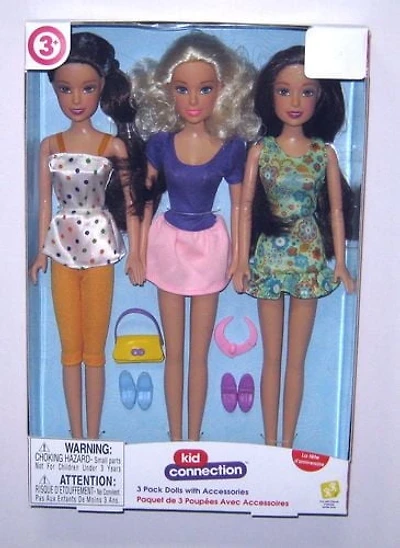 3-Pack Doll Set with Accessories