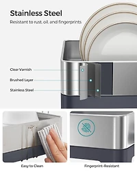 Songmics Home - Petit égouttoir à vaisselle en acier inoxydable, porte-ustensiles, argent et noir