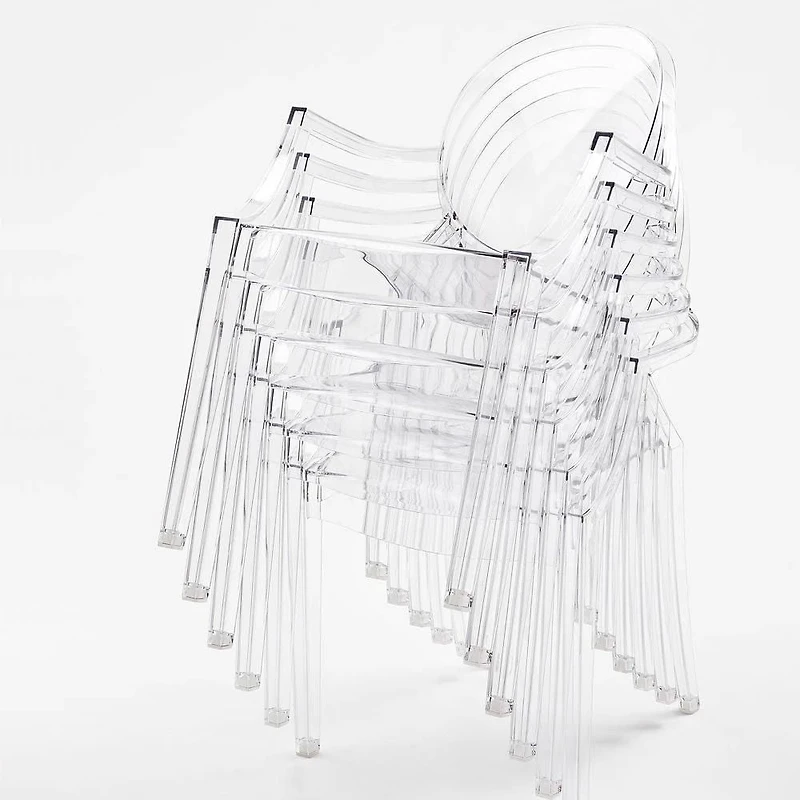 Heavenly Collections Modern Acrylic Dining Armchair, Set of 2, Clear, Ghost Style