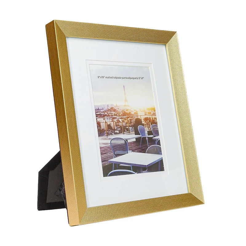 Hometrends Knurl 5x7in Brushed Brass Photo Frame, Decorative Tabletop and Wall Picture Frame, 5x7 in
