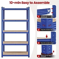 Fullfurnique 71″ Height Metal Storage Rack with Adjustable Shelves, Blue