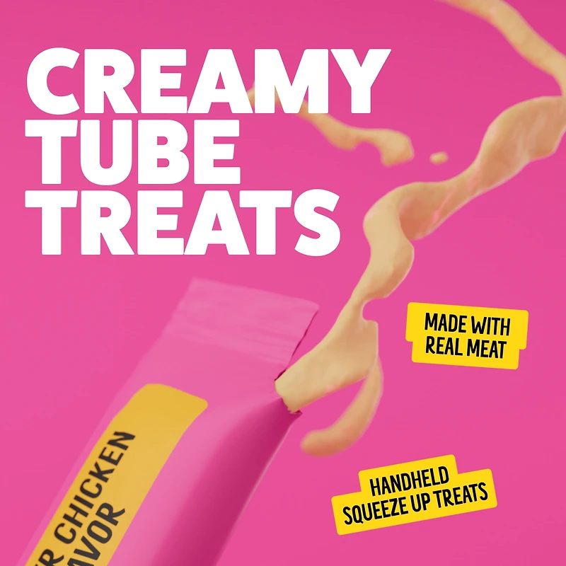 BONKERS™ Licky Tubes™, gâteries crémeuses pour chat à saveur de poulet, 4 tubes Emballage de 4 gâteries à saveur de poulet
