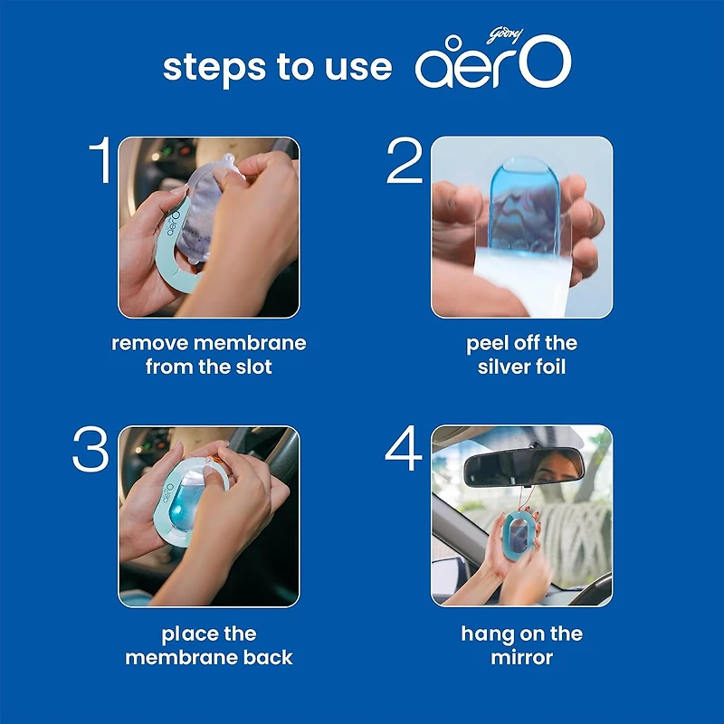 Godrej Aer-O Cool Aqua Car Freshener Diffuser, 7.5 g, Lasts Upto 30 Days, Air Freshener for Cars