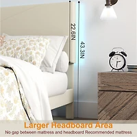 Lit plateforme Queen rembourré Homy Casa avec tablette combinée