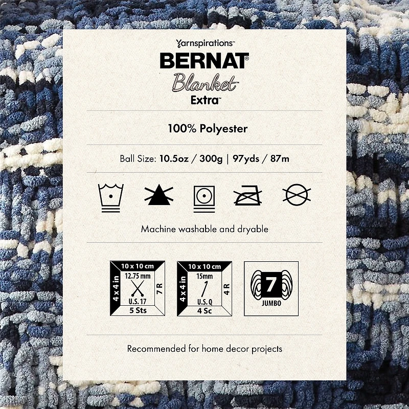 Bernat® Fil Couverture Extra™, Polyester #7 Jumbo, 10,5oz/300g, 97 Yards Fil câlin de style chenille