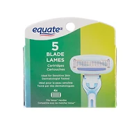Equate 5 Blade Razor Refills for Women, Sensitive Skin, Pack of 4 Refills