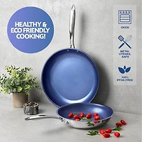 Granitestone Poêle à Frire Antiadhésive de 10 Pouces en Acier Inoxydable Tri-Couche, Bleu