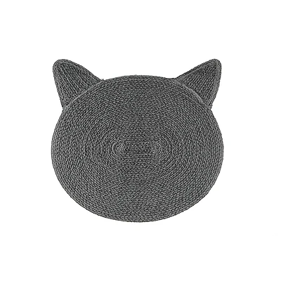 IH Casa Decor Tressé De Forme De Chat En Coton Tapis Gris Charbon