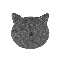 IH Casa Decor Braided Cotton Cat Shape Mat Charcoal Gray