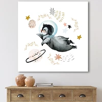 Designart Petit Pingouin Volant Étoiles et Planètes II Art mural sur toile