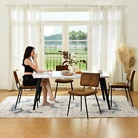 Homy Casa 5 Pieces Modern Dining Set with Faux Suede Chairs - Faux Walnut Table