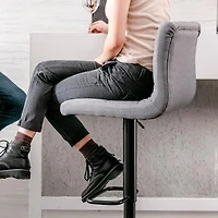 Heavenly Collection Grey Tufted Adjustable Stool