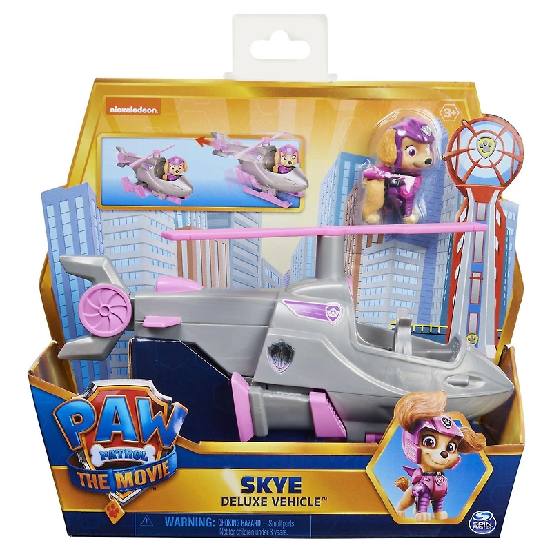 PAW Patrol, Véhicule transformable de luxe du film avec figurine Stella articulée à collectionner, jouets pour les enfants à partir de 3 ans