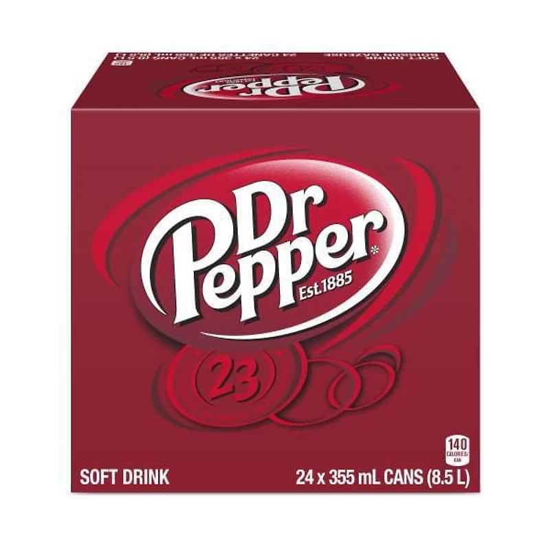 Dr Pepper Soft Drink  24 x 355 mL Cube, Cans, 24x355mL