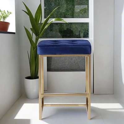 Pipe II Counter Stool in Blue and Gold color - Set of 2