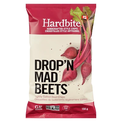 Croustilles de betteraves artisanales légèrement salées Drop'N Mad Beets de Hardbite Chips
