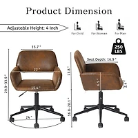 Homy Casa Ergonomic Gaming Chair - Adjustable Swivel Office Desk Chair with Armrests, Perfect for Gaming Room, Brown Faux Suede