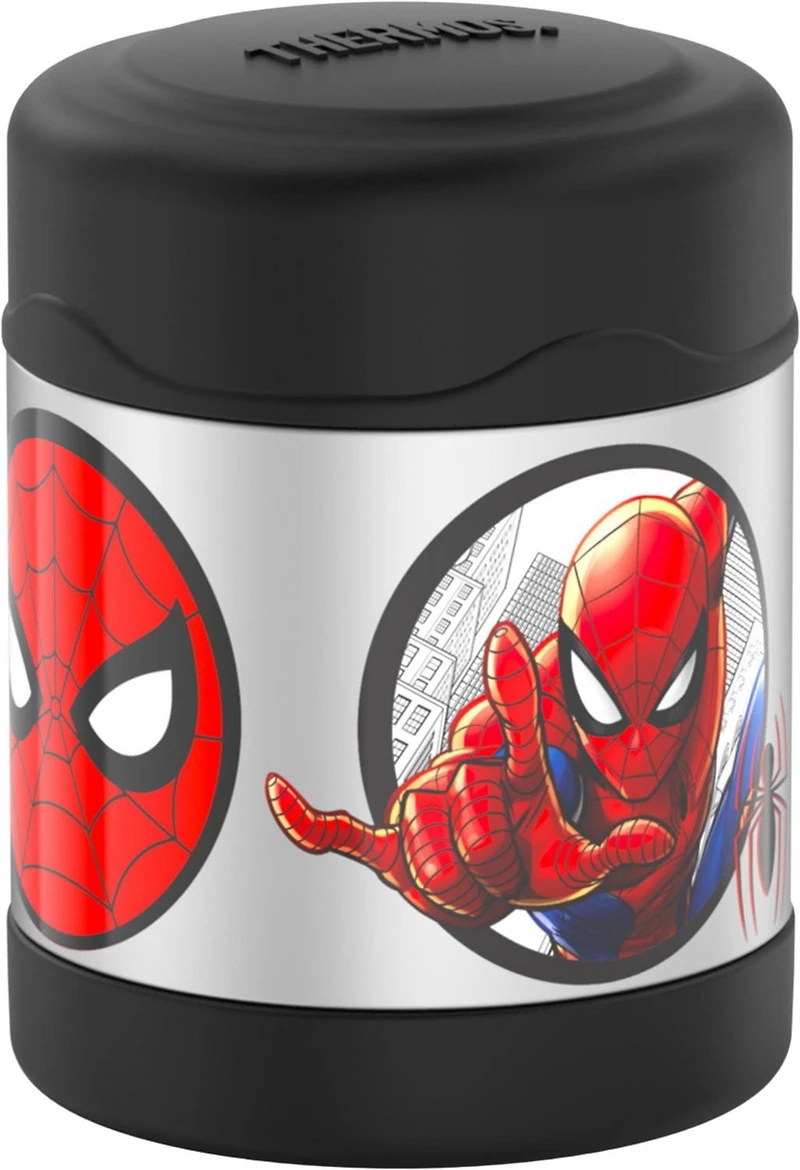 Thermos Kids Pot à nourriture FUNtainer isolé sous vide en acier inoxydable, 295 ml, Spiderman Noir, F30021SP