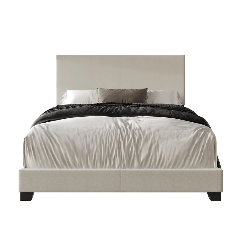 Lit double en tissu de lin coloré Gian Fog de K-Living ! LE SOMMIER À SOMMIER N'EST PAS NÉCESSAIRE !