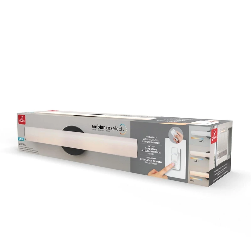 AmbianceSelectMC applique murale couleur ajustable noir de 24 po à DEL intégrée avec diffuseur en acrylique givré et télécommande murale avec gradateur