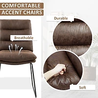 Homy Casa Set of 2 Faux Leather Tufted Accent Chairs with Sled Base for Entryway Lounge