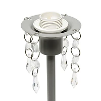 Simple Designs Table Lamp with Fabric Shade and Hanging Acrylic Beads