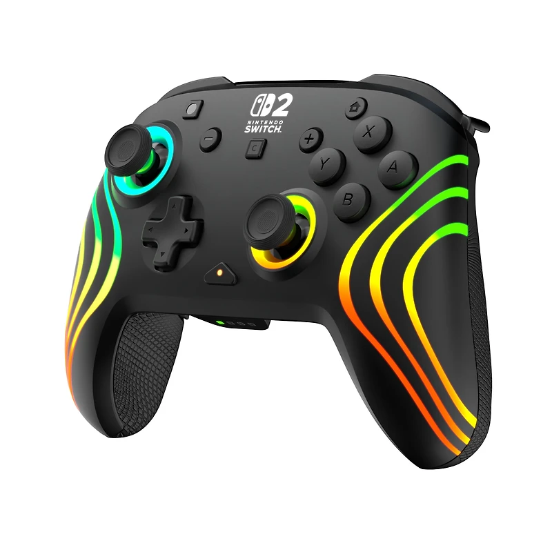 Turtle Beach Afterglow Wave Wireless RGB Gaming Controller (Black) - Officially Licensed for Nintendo Switch 2, Nintendo Switch - Customizable Lighting, TMR Sticks, RBG