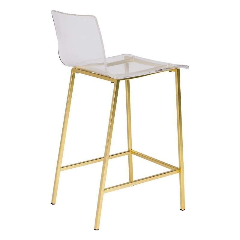 Plata Import - Transparent Tabouret de comptoir, pieds dorés